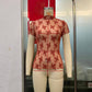 TO1401 Sheer Mesh Lace Short Sleeve Top