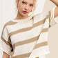 MCS3579-Boxy Silhouette Stripe Lightweight Sweater Top Outerwear Women’s