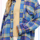 Outerwear Loose Fit Plaid Button Down Shacket with  Pockets JKT1797