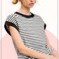 JDT7710 Shirts Women’s Nautical Cap Sleeve Striped Top 4th of july