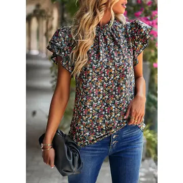 Shirts Women’s Black Floral Blouse W20504278