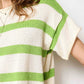 MCS3579-Boxy Silhouette Stripe Lightweight Sweater Top Outerwear Women’s