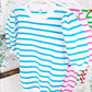 Shirts Women’s Lightweight Puff Short Sleeve Stripe Knit Top JCS3562