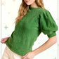 Soft Mohair Puff Short Sleeve Knit Top JCS3554