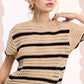 Outerwear Round Neck Scalloped Edge Short Sleeve Sweater MDS3603