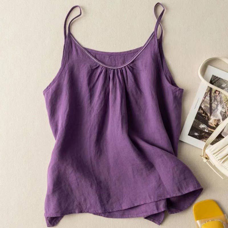 TO1185 Cotton Linen Camisole Tank Top