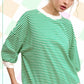 Shits Women’s Loose Fit Striped Short Sleeve Crew Neckline Top MCT7688