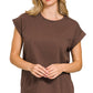 3381 Round Neck Folded Short Sleeve T-shirt CT3381Y