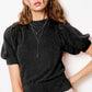 Soft Mohair Puff Short Sleeve Knit Top JCS3554
