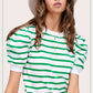 Shirts Women’s Lightweight Puff Short Sleeve Stripe Knit Top JCS3562