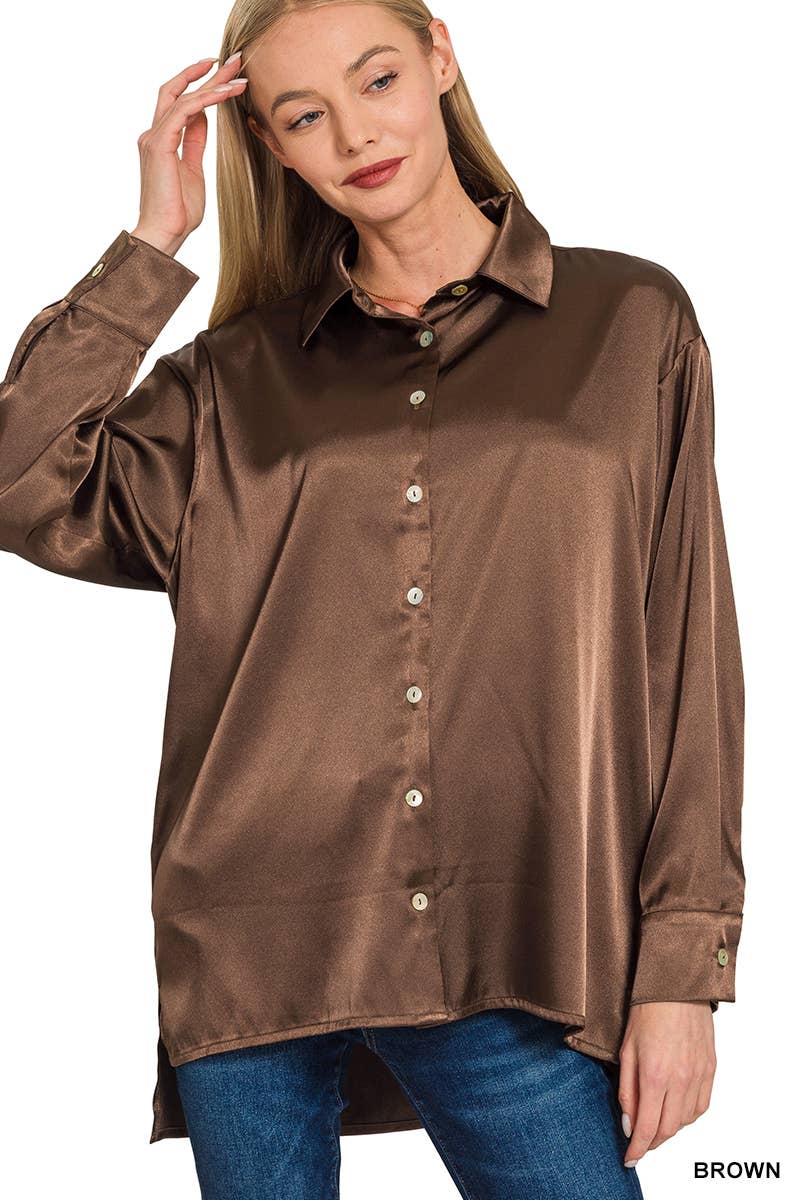 Satin Button Down Shirts 7271D4