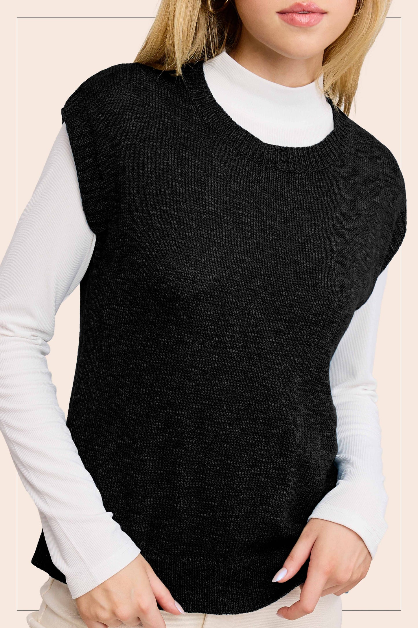 Outerwear Women’s Loose Fit Knit Sweater Vest JCS3598