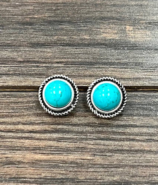 720598-1, 10mm Round Turquoise Stud Earrings
