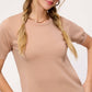 Soft Short Puffy Sleeve Basic Stretchy Knit Top MCS3600