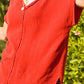 Loose Fit Gauze Fabric Short Sleeve Top HBT7624