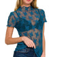 6339 Lace See-through Layering Short Sleeve Top