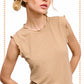 HCT7692-Stretchy Brushed Ruffle Sleeve Stripe Tank Top