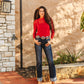 LARIAT Women’s LACE L/S *RED Mesh Top