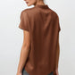 Drop Shoulder Blouse In Crinkle Satin
