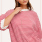 Shits Women’s Loose Fit Striped Short Sleeve Crew Neckline Top MCT7688