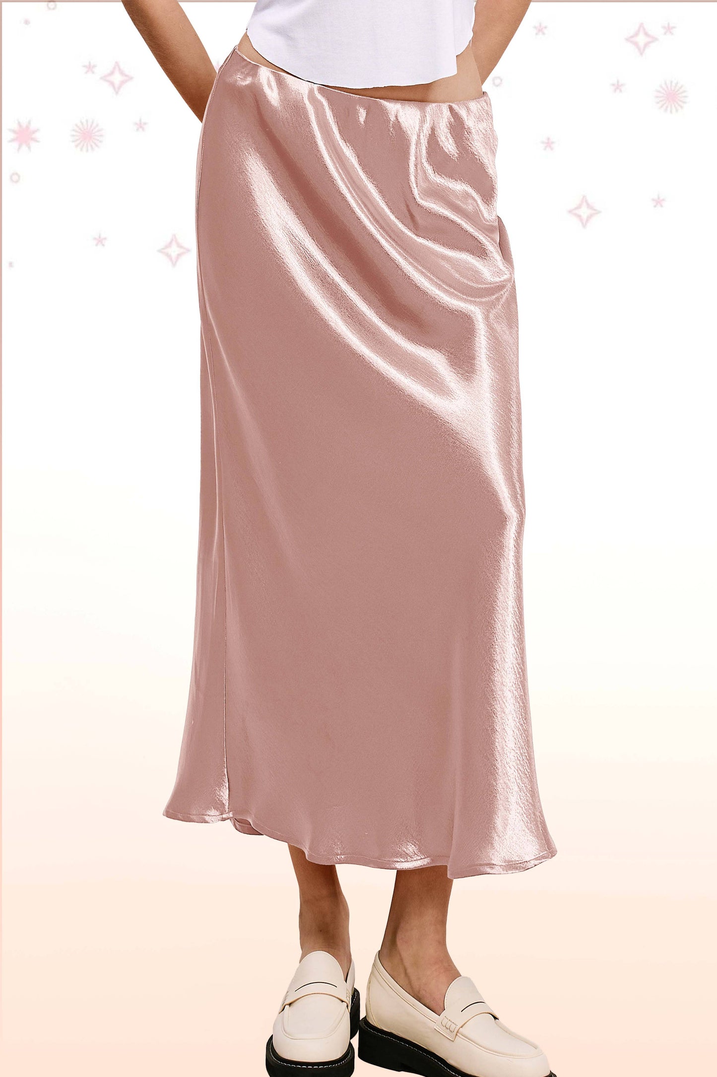 JDP4232-Dressy Satin Long Panel Silhouette Skirt