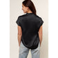 Drop Shoulder Blouse In Crinkle Satin