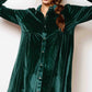 HCD9315-Soft Velvety Button Down Collar Dress
