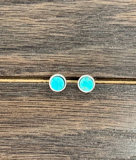 6mm Flat Turquoise Stud Earrings 722782