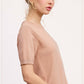 Soft Short Puffy Sleeve Basic Stretchy Knit Top MCS3600