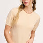 Soft Short Puffy Sleeve Basic Stretchy Knit Top MCS3600
