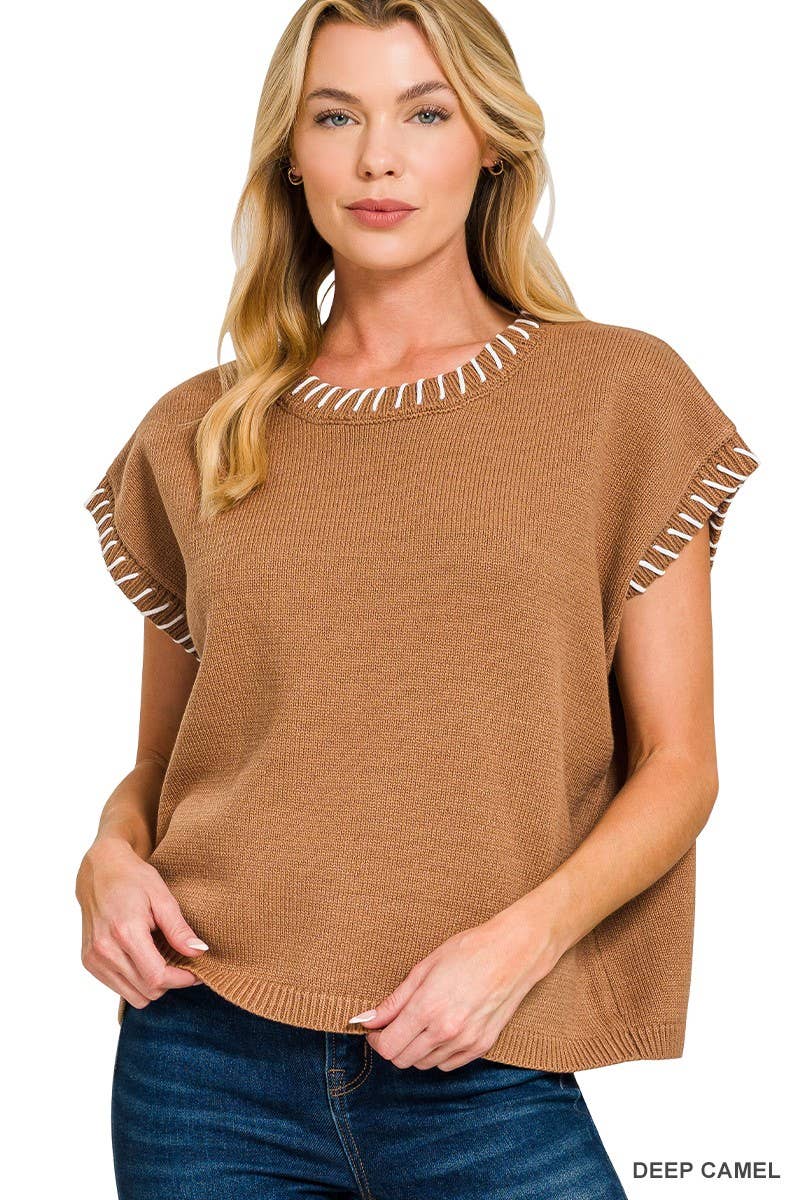 Outerwear Women’s Stitch Detailed Oversize Sweater Vest 2717Y