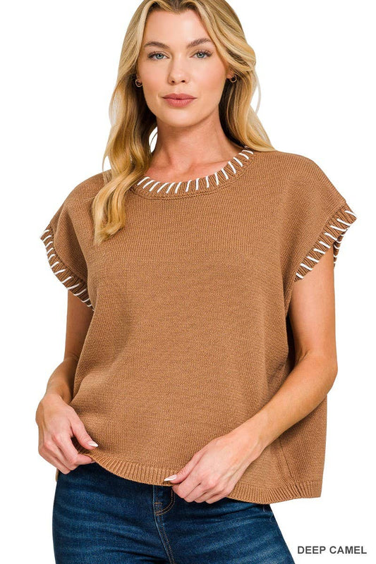 Outerwear Women’s Stitch Detailed Oversize Sweater Vest 2717Y