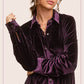 HCD9315-Soft Velvety Button Down Collar Dress