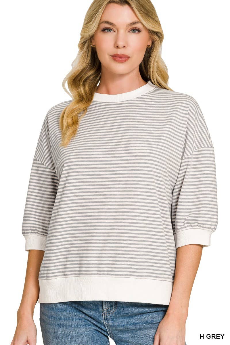 Striped Contrast Trim Banded Bottom Top