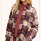 Outerwear Loose Fit Plaid Button Down Shacket with  Pockets JKT1797