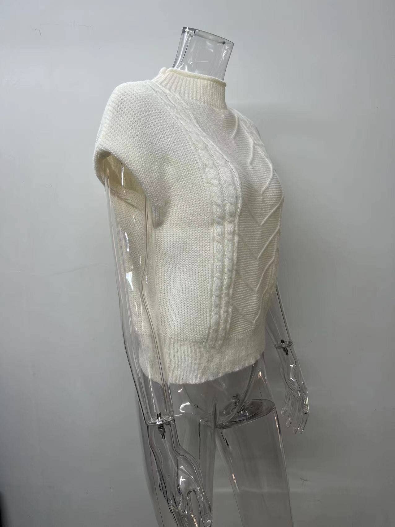Outerwear Cable Knit Turtleneck Vest TO1830, CWOSWSL0141