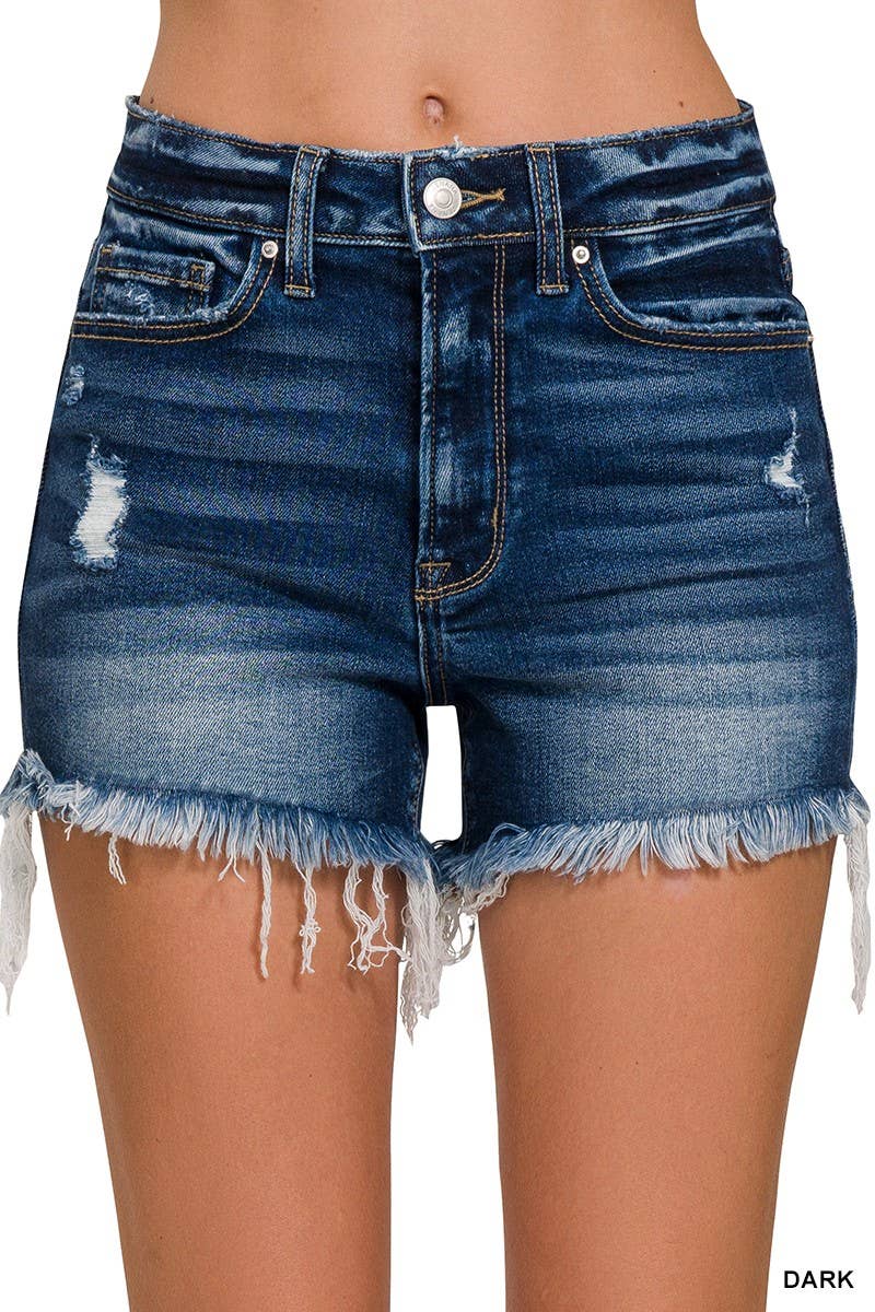 1969 Raw Frayed Hem Ripped Denim Shorts