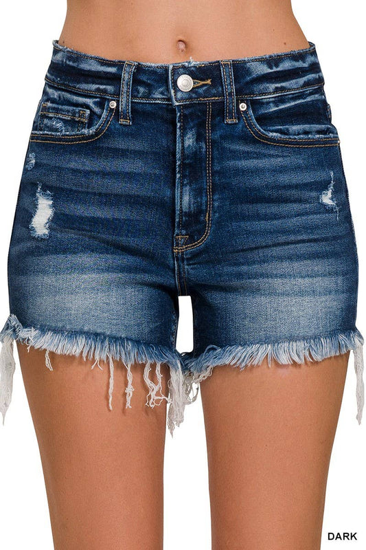 1969 Raw Frayed Hem Ripped Denim Shorts