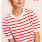 Shirts Women’s Lightweight Puff Short Sleeve Stripe Knit Top JCS3562