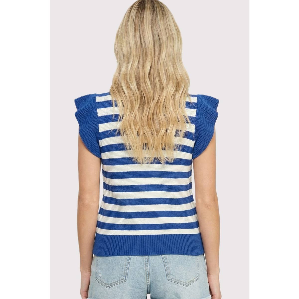Outerwear Women’s STRIPED RUFFLE SLEEVE SWEATER 55950