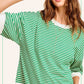 Shits Women’s Loose Fit Striped Short Sleeve Crew Neckline Top MCT7688