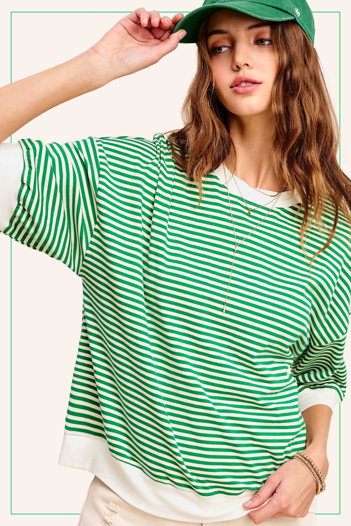 Shits Women’s Loose Fit Striped Short Sleeve Crew Neckline Top MCT7688