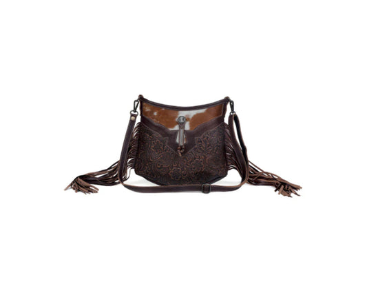 Purses Myra Bag Sculpted Brown Leather & Hairon Bag S-3343