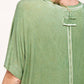HBT7653 Dyed Fabric Round Neck Batwing Short Sleeve Women’s Shirts
