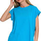 3381 Round Neck Folded Short Sleeve T-shirt CT3381Y