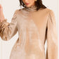 HCT7698-Soft Velvet Long Puff Sleeve Blouse Top shirt womens