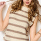 MCS3584-Classic Chunky Striped Sleeveless Sweater Top