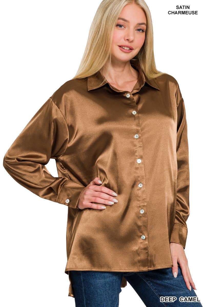 Satin Button Down Shirts 7271D4