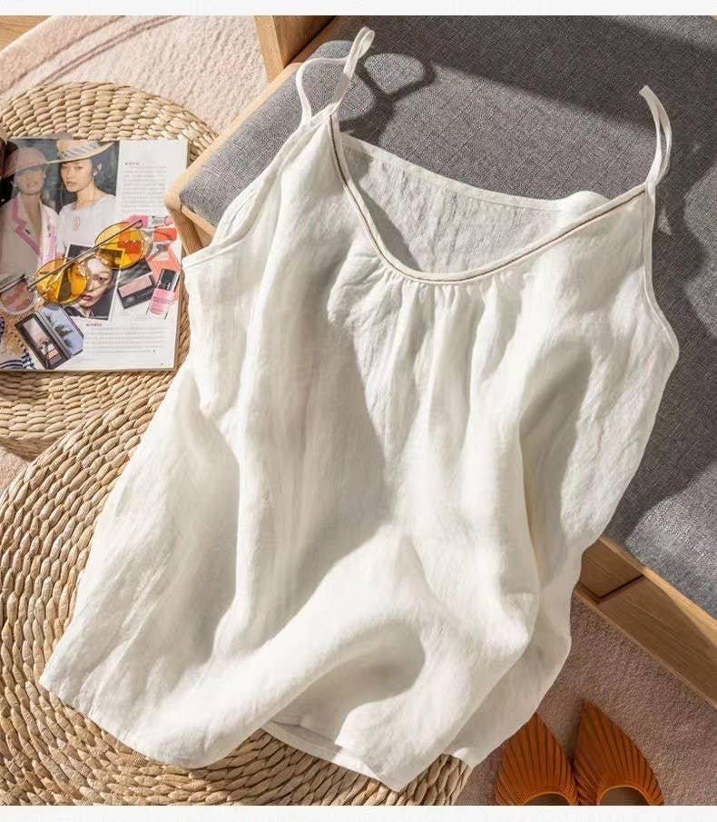 TO1185 Cotton Linen Camisole Tank Top