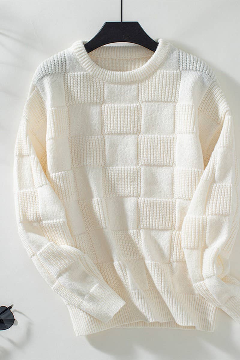 CWOSWL2805_LOOSE ROUND NECK PULLOVER KNITTED SWEATER outerwear women’s